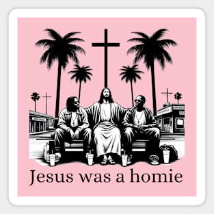 Jesus was a homie minimalist Blackwork Magnet